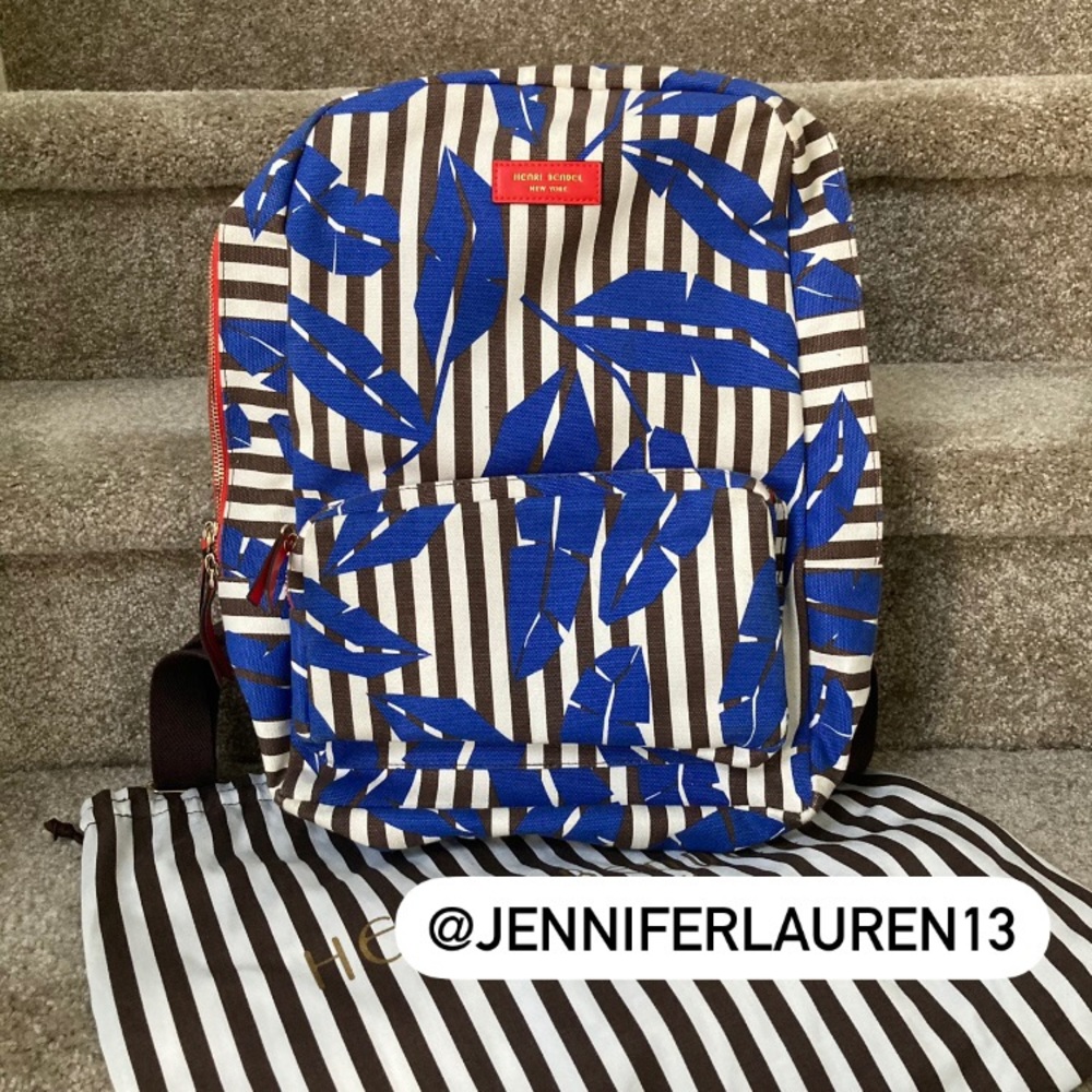henri bendel Blue Leaf Stripe Backpack